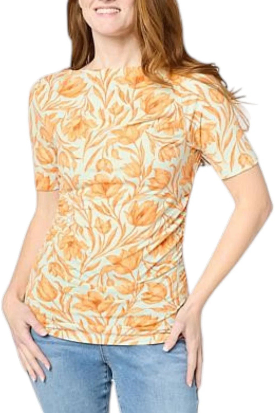 DG2 by Diane Gilman Women's Boatneck Elbow Sleeve Top Painted Tulip - Regular